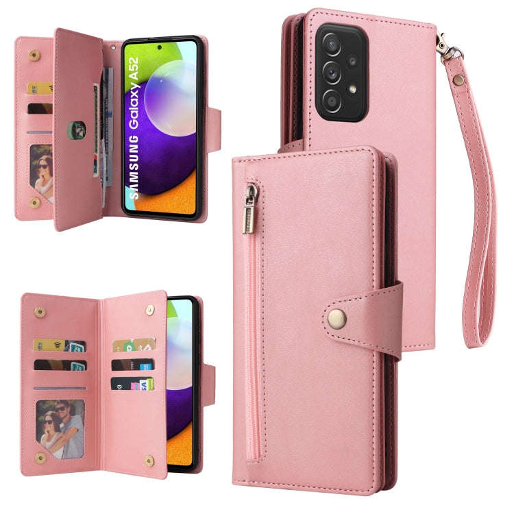 Rivet Buckle 9 Cards Three Fold Leather Phone Case, For Samsung Galaxy A40, For Samsung Galaxy A4...