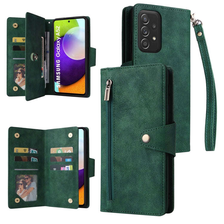 Rivet Buckle 9 Cards Three Fold Leather Phone Case, For Samsung Galaxy A40, For Samsung Galaxy A4...