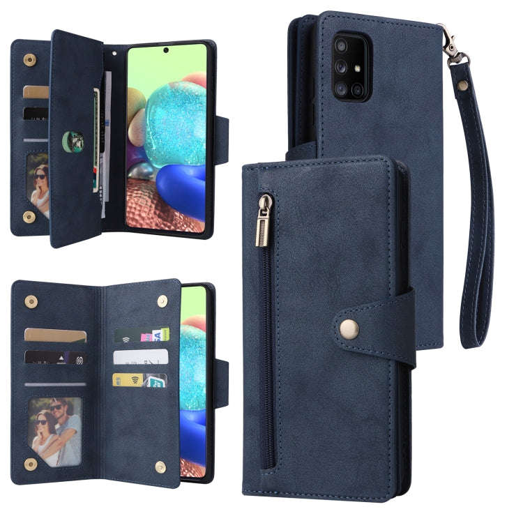 Rivet Buckle 9 Cards Three Fold Leather Phone Case, For Samsung Galaxy A40, For Samsung Galaxy A4...
