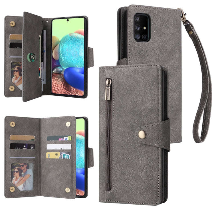 Rivet Buckle 9 Cards Three Fold Leather Phone Case, For Samsung Galaxy A40, For Samsung Galaxy A4...