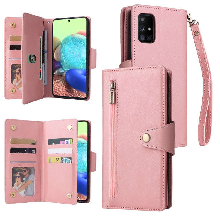 Rivet Buckle 9 Cards Three Fold Leather Phone Case, For Samsung Galaxy A40, For Samsung Galaxy A4...