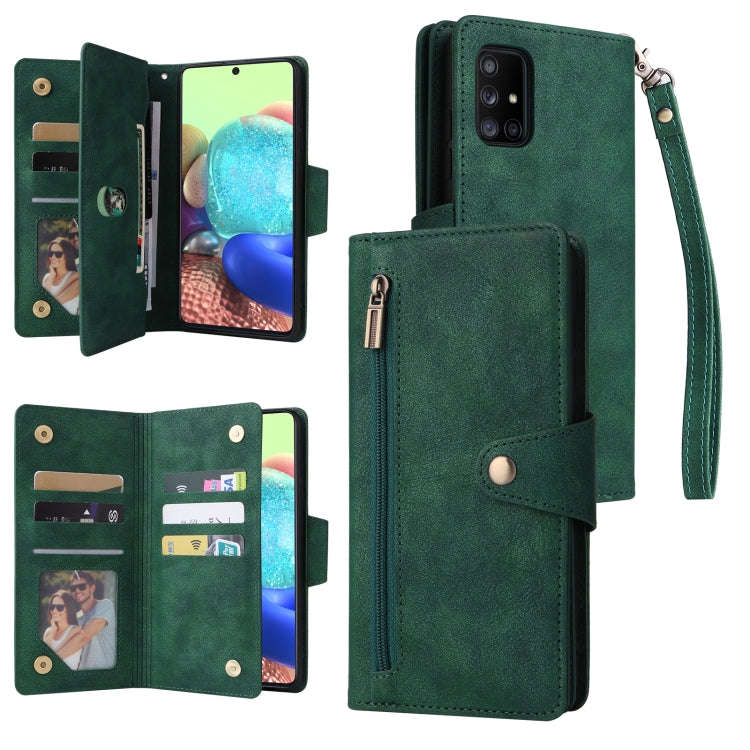 Rivet Buckle 9 Cards Three Fold Leather Phone Case, For Samsung Galaxy A40, For Samsung Galaxy A4...