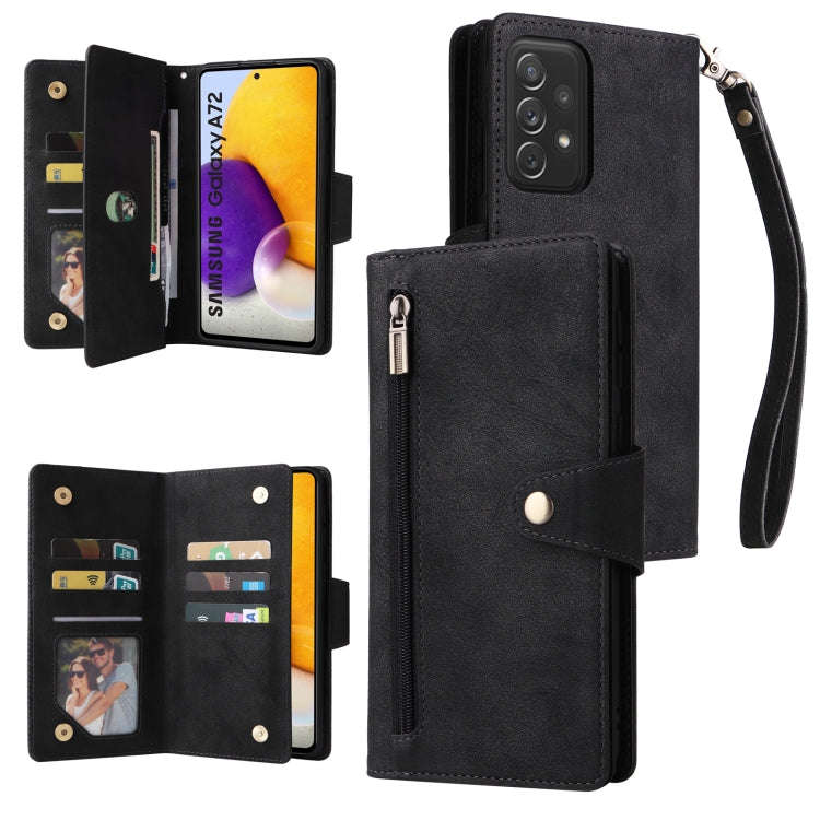 Rivet Buckle 9 Cards Three Fold Leather Phone Case, For Samsung Galaxy A40, For Samsung Galaxy A4...