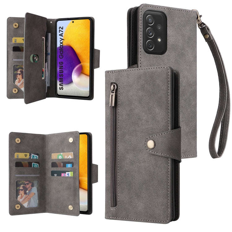 Rivet Buckle 9 Cards Three Fold Leather Phone Case, For Samsung Galaxy A40, For Samsung Galaxy A4...