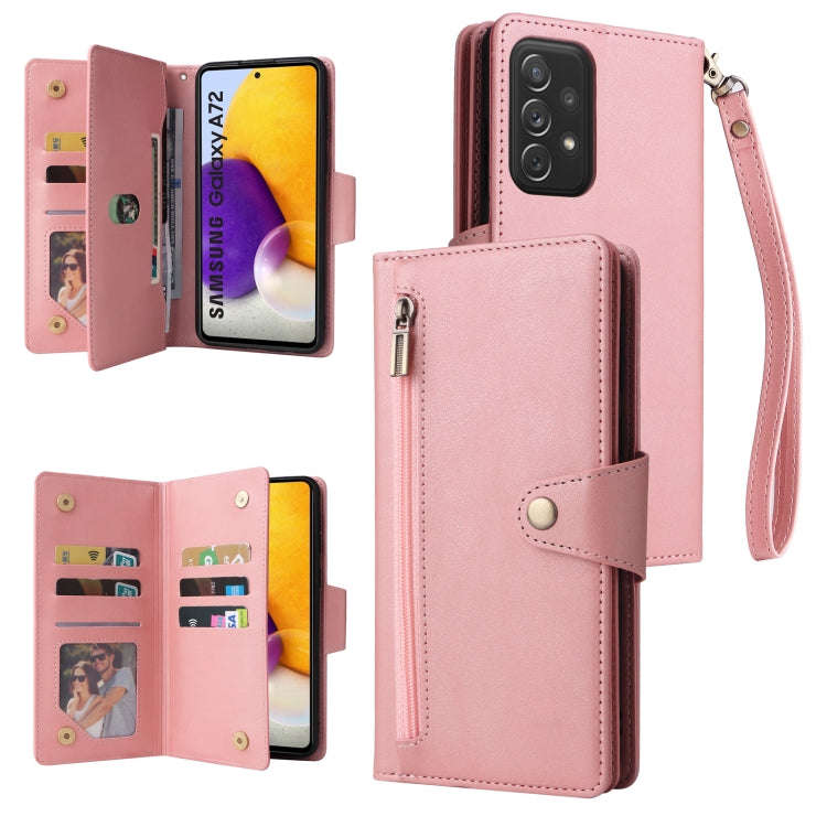 Rivet Buckle 9 Cards Three Fold Leather Phone Case, For Samsung Galaxy A40, For Samsung Galaxy A4...