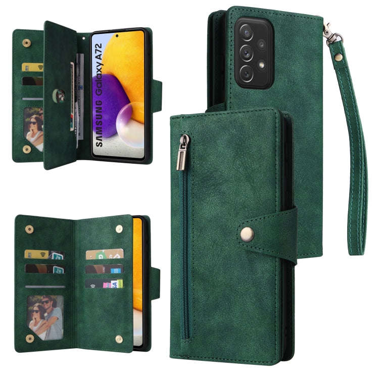 Rivet Buckle 9 Cards Three Fold Leather Phone Case, For Samsung Galaxy A40, For Samsung Galaxy A4...