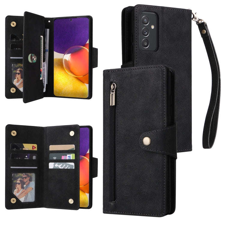 Rivet Buckle 9 Cards Three Fold Leather Phone Case, For Samsung Galaxy A82, For Samsung Galaxy No...