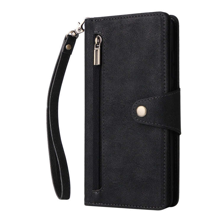 Rivet Buckle 9 Cards Three Fold Leather Phone Case, For Samsung Galaxy A82, For Samsung Galaxy No...