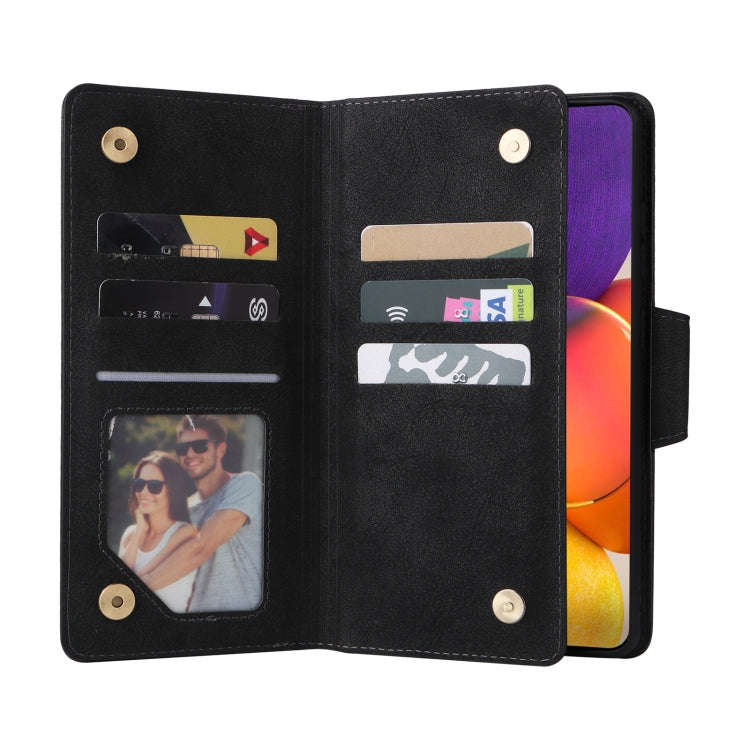 Rivet Buckle 9 Cards Three Fold Leather Phone Case, For Samsung Galaxy A82, For Samsung Galaxy No...