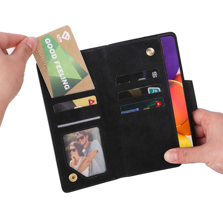 Rivet Buckle 9 Cards Three Fold Leather Phone Case, For Samsung Galaxy A82, For Samsung Galaxy No...