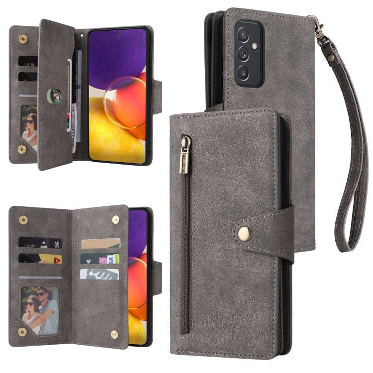 Rivet Buckle 9 Cards Three Fold Leather Phone Case, For Samsung Galaxy A82, For Samsung Galaxy No...