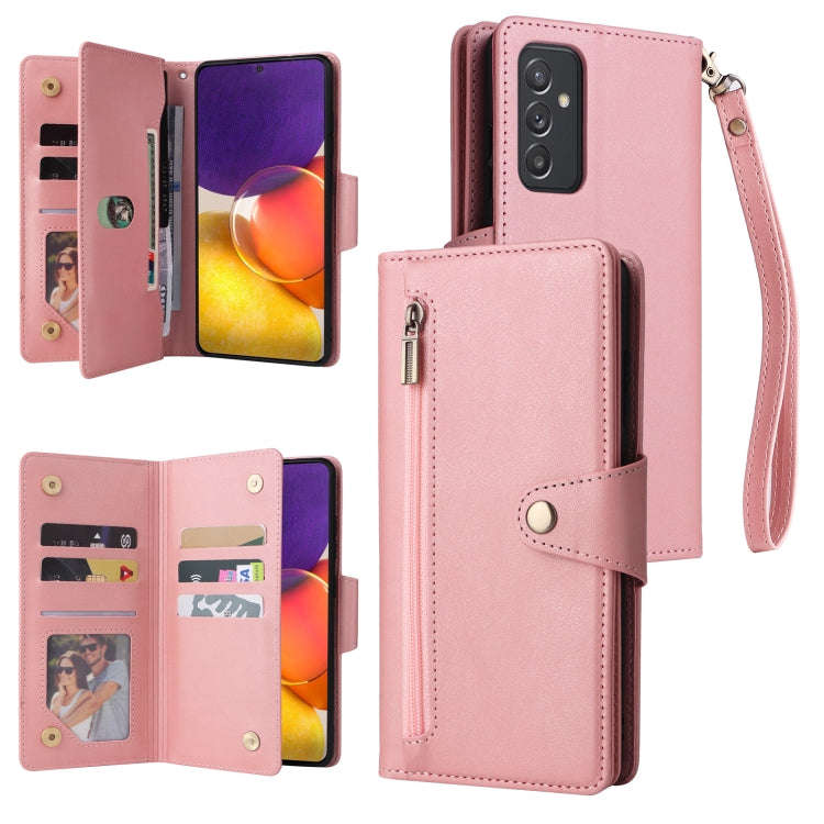Rivet Buckle 9 Cards Three Fold Leather Phone Case, For Samsung Galaxy A82, For Samsung Galaxy No...
