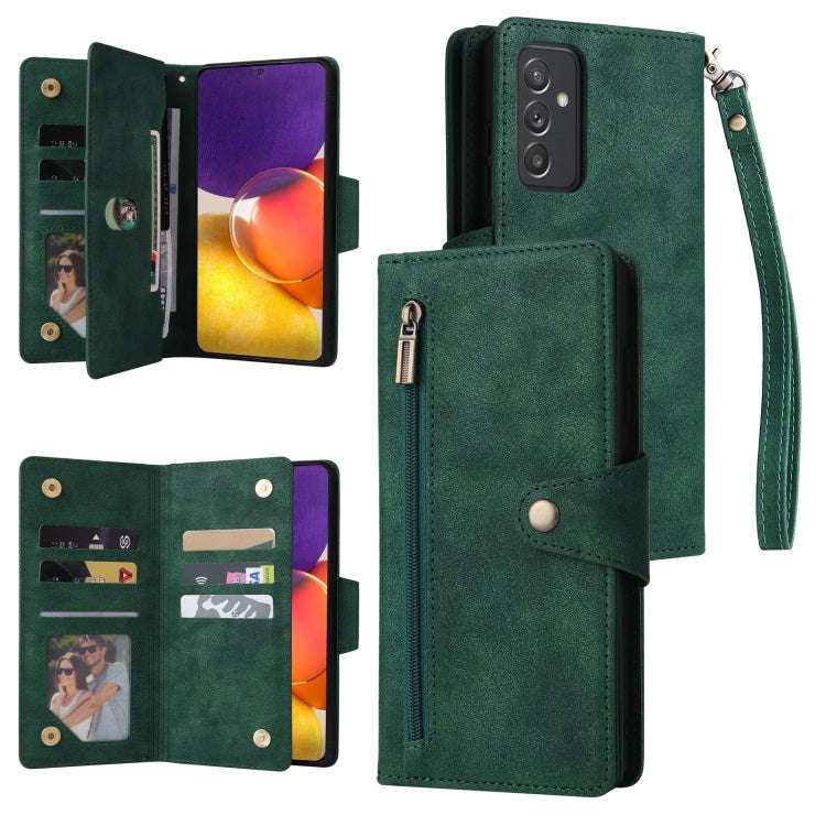 Rivet Buckle 9 Cards Three Fold Leather Phone Case, For Samsung Galaxy A82, For Samsung Galaxy No...