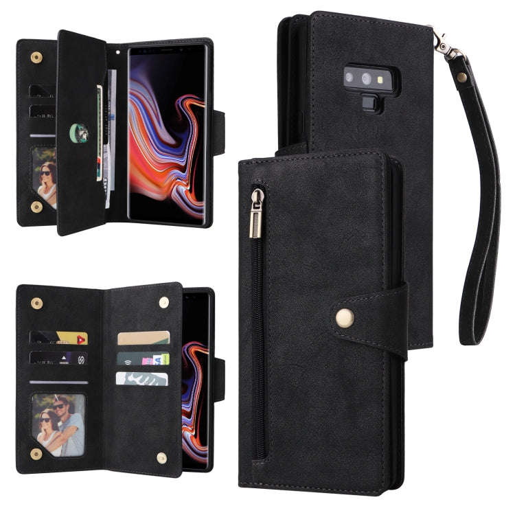 Rivet Buckle 9 Cards Three Fold Leather Phone Case, For Samsung Galaxy A82, For Samsung Galaxy No...
