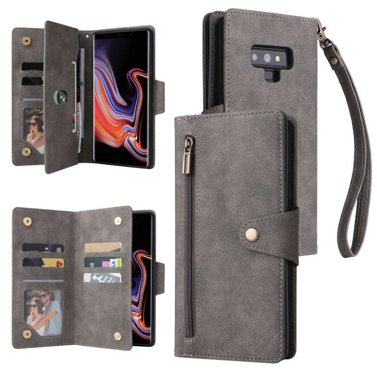 Rivet Buckle 9 Cards Three Fold Leather Phone Case, For Samsung Galaxy A82, For Samsung Galaxy No...