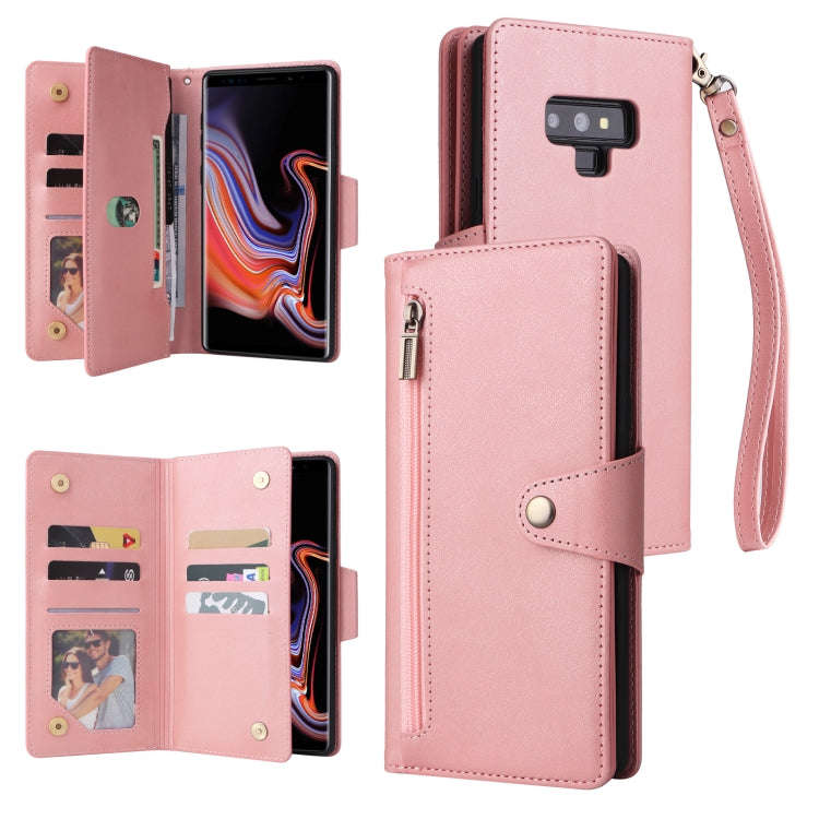 Rivet Buckle 9 Cards Three Fold Leather Phone Case, For Samsung Galaxy A82, For Samsung Galaxy No...