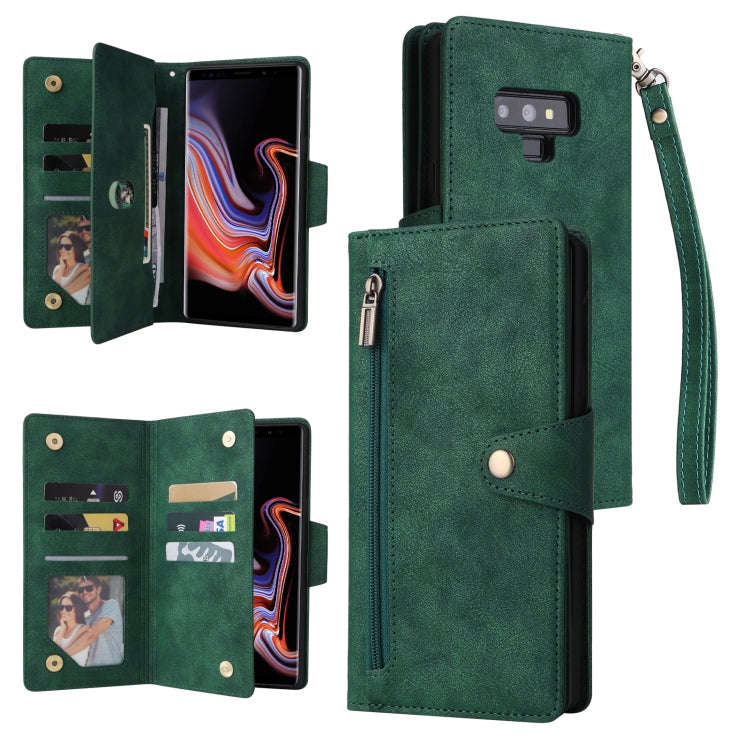 Rivet Buckle 9 Cards Three Fold Leather Phone Case, For Samsung Galaxy A82, For Samsung Galaxy No...