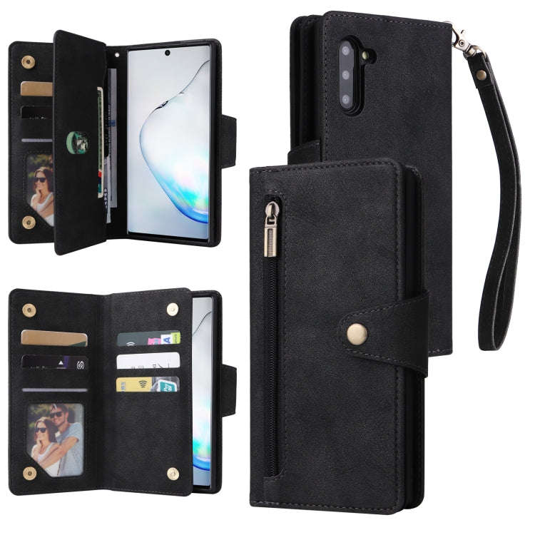 Rivet Buckle 9 Cards Three Fold Leather Phone Case, For Samsung Galaxy A82, For Samsung Galaxy No...