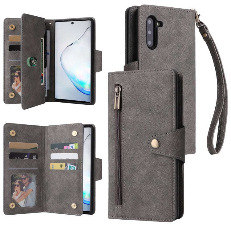 Rivet Buckle 9 Cards Three Fold Leather Phone Case, For Samsung Galaxy A82, For Samsung Galaxy No...