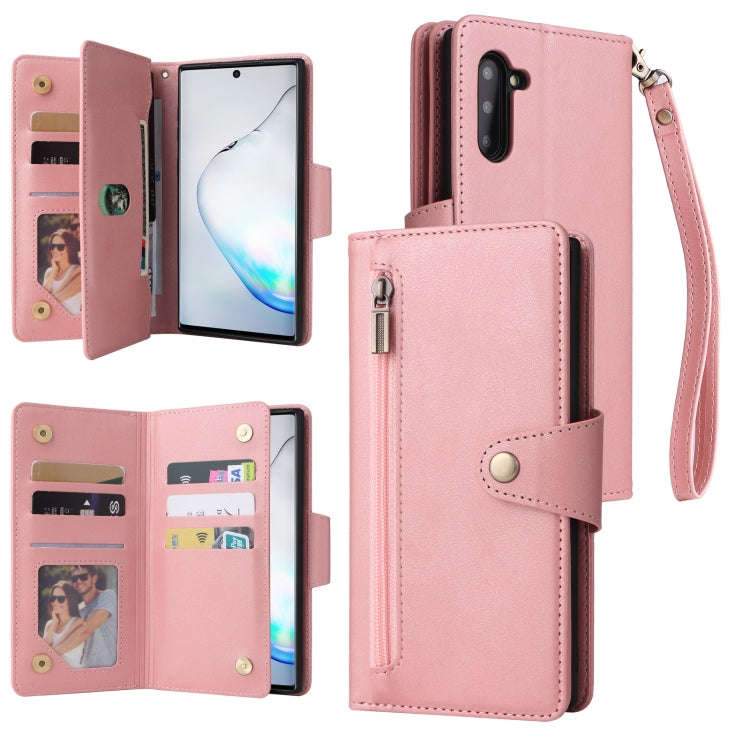 Rivet Buckle 9 Cards Three Fold Leather Phone Case, For Samsung Galaxy A82, For Samsung Galaxy No...