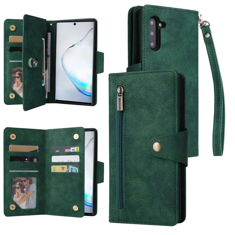 Rivet Buckle 9 Cards Three Fold Leather Phone Case, For Samsung Galaxy A82, For Samsung Galaxy No...