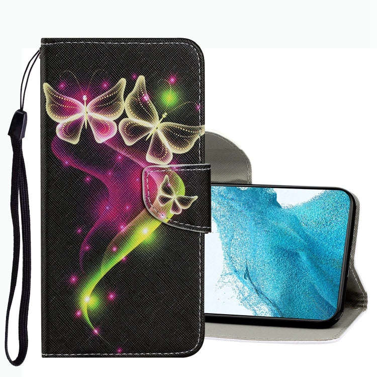 Coloured Drawing Pattern Leather Phone Case, For Samsung Galaxy S22 Ultra 5G, For Samsung Galaxy ...