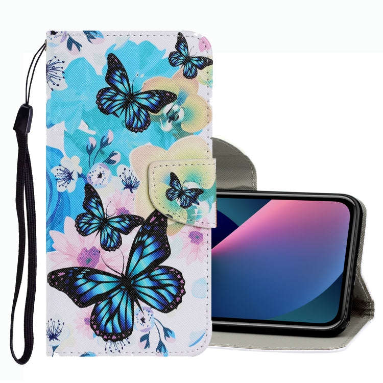 Coloured Drawing Pattern Leather Phone Case, For iPhone 13 mini, For iPhone 13, For iPhone 13 Pro