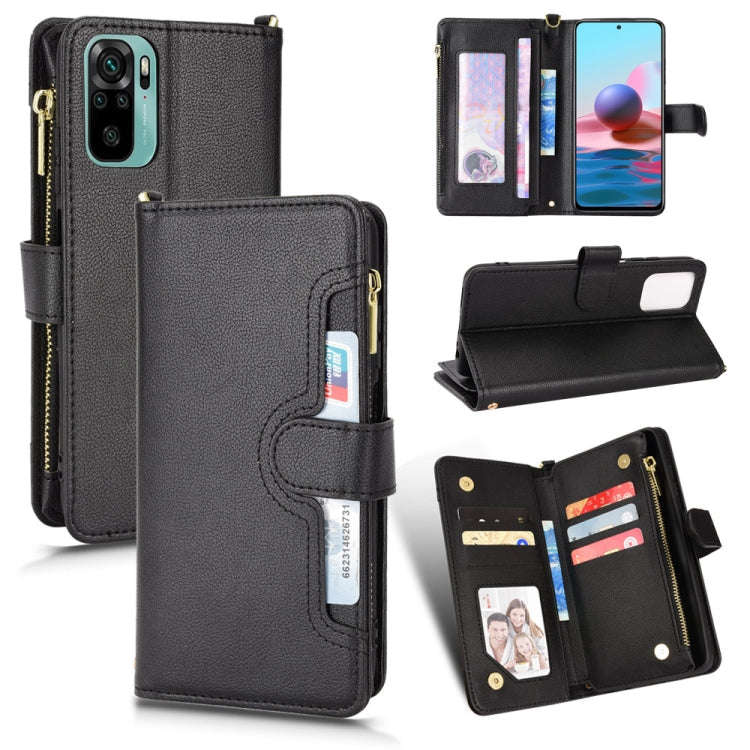Litchi Texture Zipper Leather Phone Case, For Xiaomi Redmi Note 10 Pro / 10 Pro Max 4G, For Xiaom...