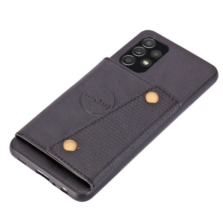 Double Buckle PU + TPU Shockproof Magnetic Phone Case, For Samsung Galaxy A73 5G