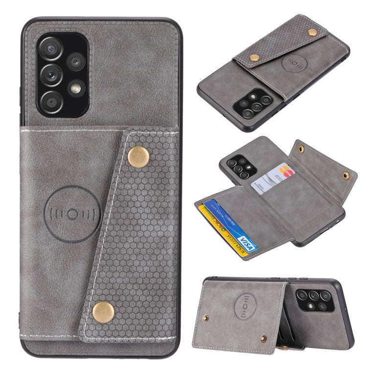 Double Buckle PU + TPU Shockproof Magnetic Phone Case, For Samsung Galaxy A73 5G