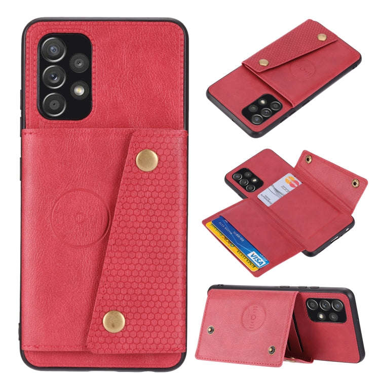 Double Buckle PU + TPU Shockproof Magnetic Phone Case, For Samsung Galaxy A73 5G