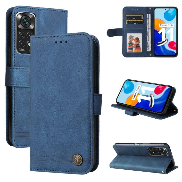 Skin Feel Life Tree Metal Button Leather Phone Case, For Xiaomi Redmi Note 11E / 10 Prime+ 5G, Fo...