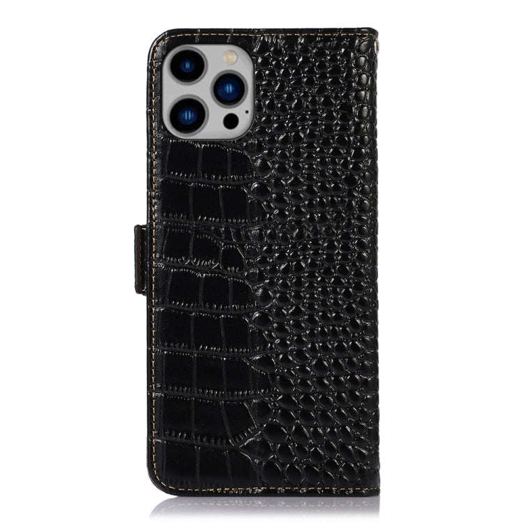 Crocodile Top Layer Cowhide Leather Phone Case, For iPhone 14 Plus, For iPhone 14 Pro Max, For iP...