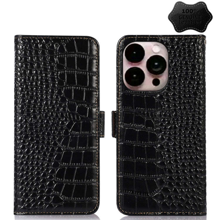 Crocodile Top Layer Cowhide Leather Phone Case, For iPhone 14 Plus, For iPhone 14 Pro Max, For iP...