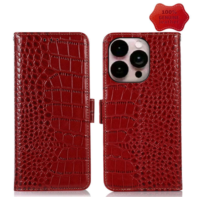 Crocodile Top Layer Cowhide Leather Phone Case, For iPhone 14 Plus, For iPhone 14 Pro Max, For iP...