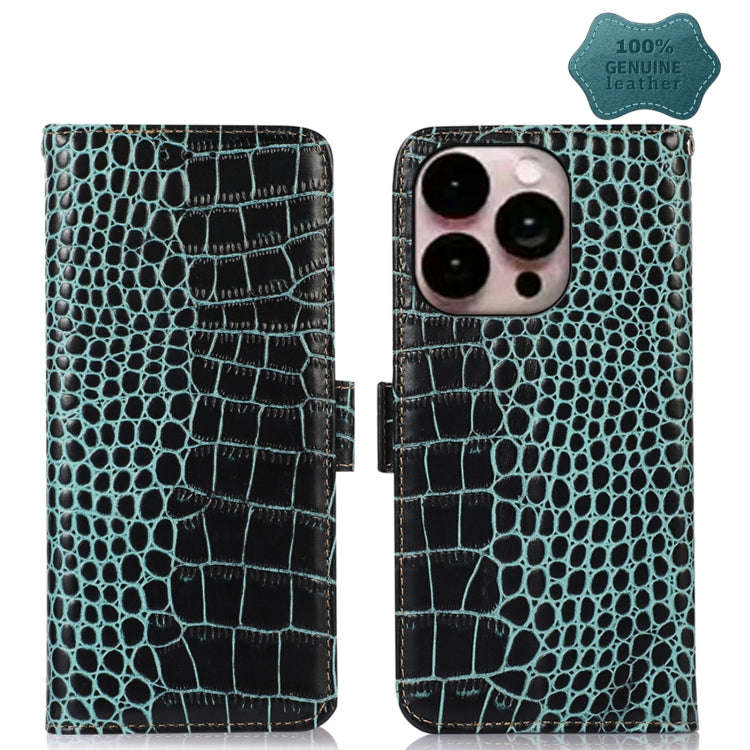 Crocodile Top Layer Cowhide Leather Phone Case, For iPhone 14 Plus, For iPhone 14 Pro Max, For iP...