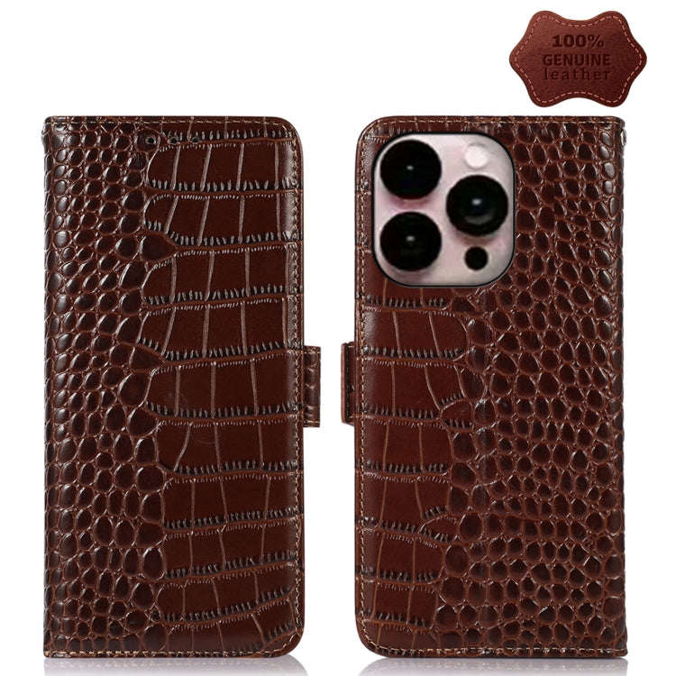Crocodile Top Layer Cowhide Leather Phone Case, For iPhone 14 Plus, For iPhone 14 Pro Max, For iP...