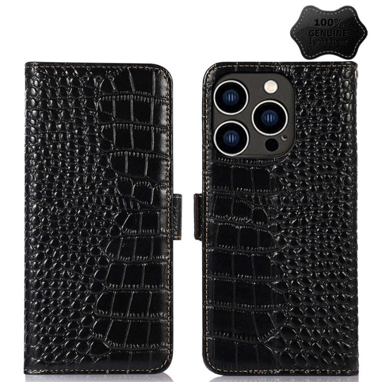 Crocodile Top Layer Cowhide Leather Phone Case, For iPhone 14 Plus, For iPhone 14 Pro Max, For iP...