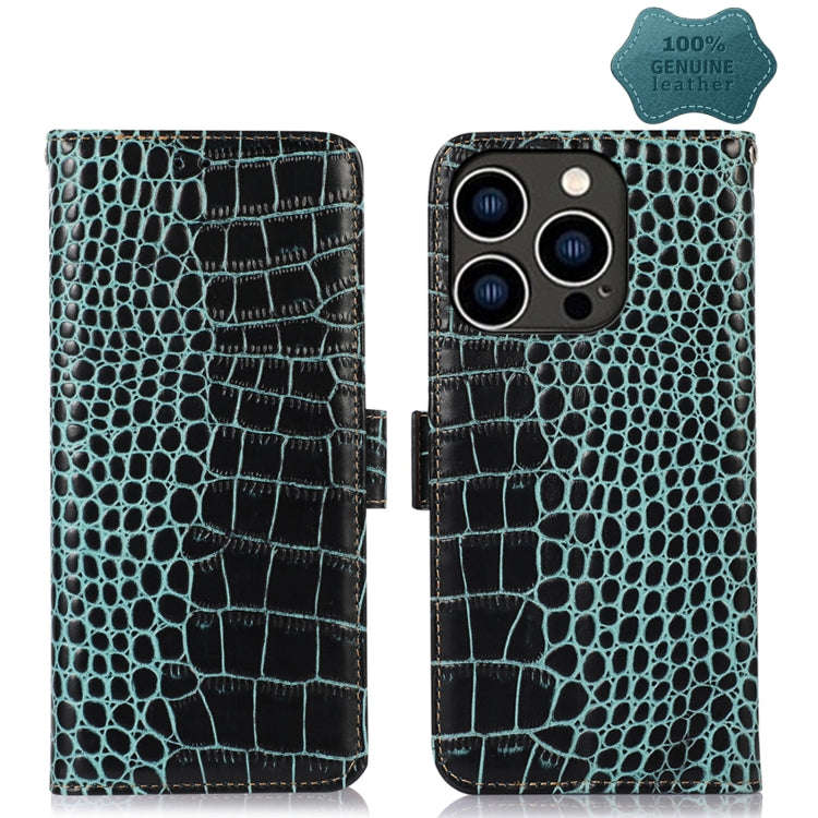 Crocodile Top Layer Cowhide Leather Phone Case, For iPhone 14 Plus, For iPhone 14 Pro Max, For iP...