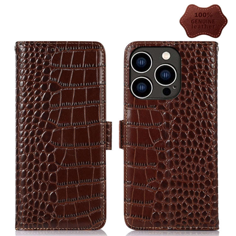 Crocodile Top Layer Cowhide Leather Phone Case, For iPhone 14 Plus, For iPhone 14 Pro Max, For iP...