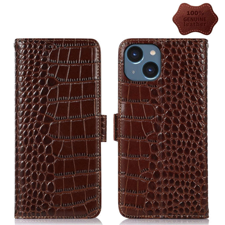 Crocodile Top Layer Cowhide Leather Phone Case, For iPhone 14 Plus, For iPhone 14 Pro Max, For iP...