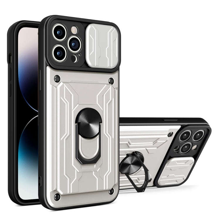 Sliding Camshield TPU+PC Phone Case with Card Slot, For iPhone 14, For iPhone 14 Pro, For iPhone ...