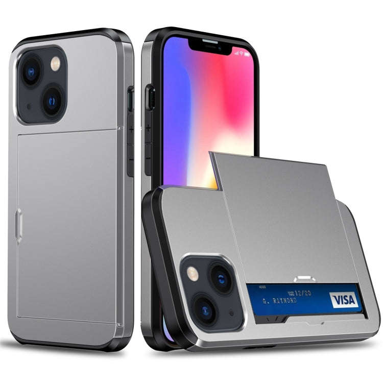 Shockproof Armor Protective Phone Case with Slide Card Slot, For iPhone 14, For iPhone 14 Plus, F...