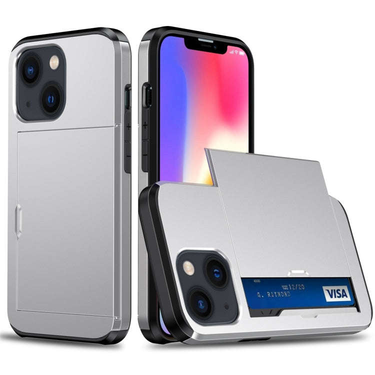Shockproof Armor Protective Phone Case with Slide Card Slot, For iPhone 14, For iPhone 14 Plus, F...