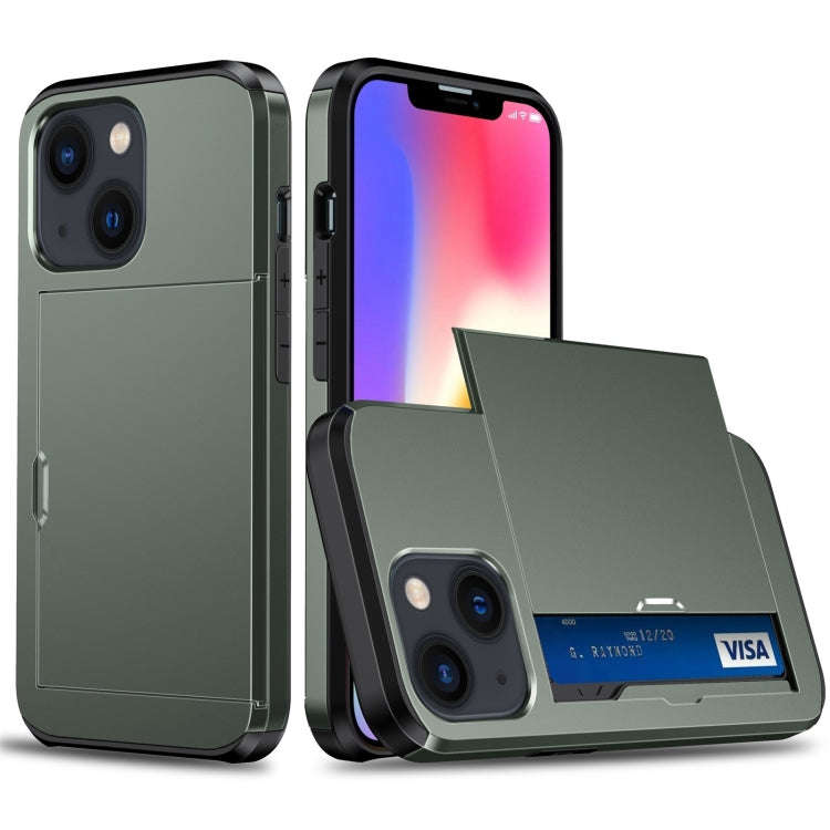Shockproof Armor Protective Phone Case with Slide Card Slot, For iPhone 14, For iPhone 14 Plus, F...