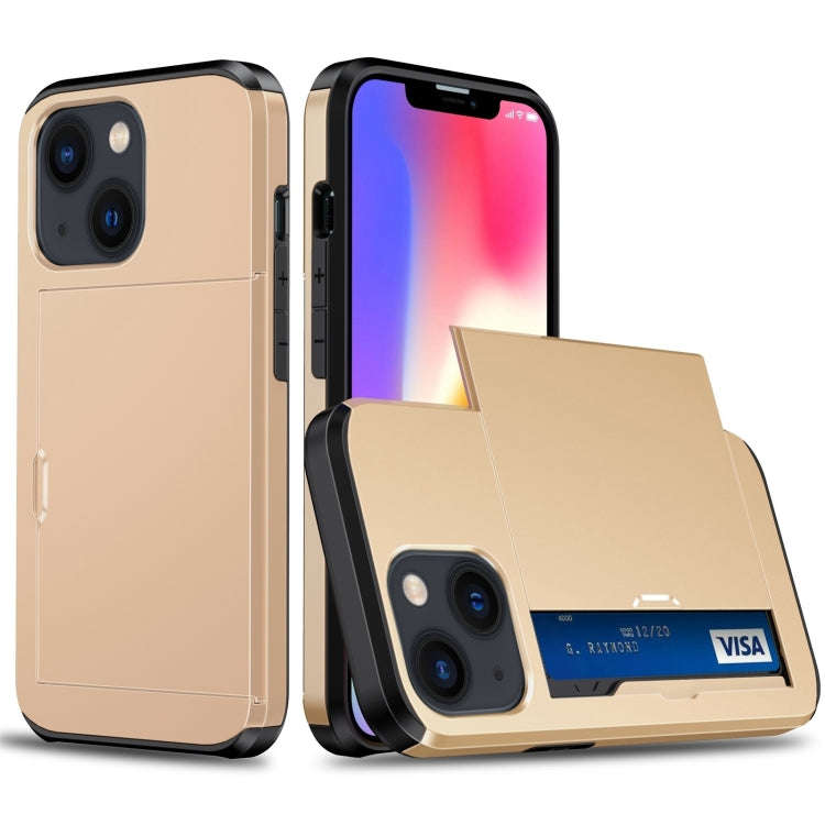Shockproof Armor Protective Phone Case with Slide Card Slot, For iPhone 14, For iPhone 14 Plus, F...