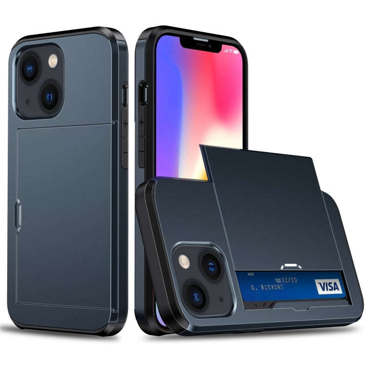 Shockproof Armor Protective Phone Case with Slide Card Slot, For iPhone 14, For iPhone 14 Plus, F...