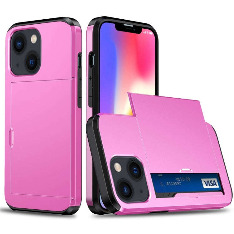 Shockproof Armor Protective Phone Case with Slide Card Slot, For iPhone 14, For iPhone 14 Plus, F...