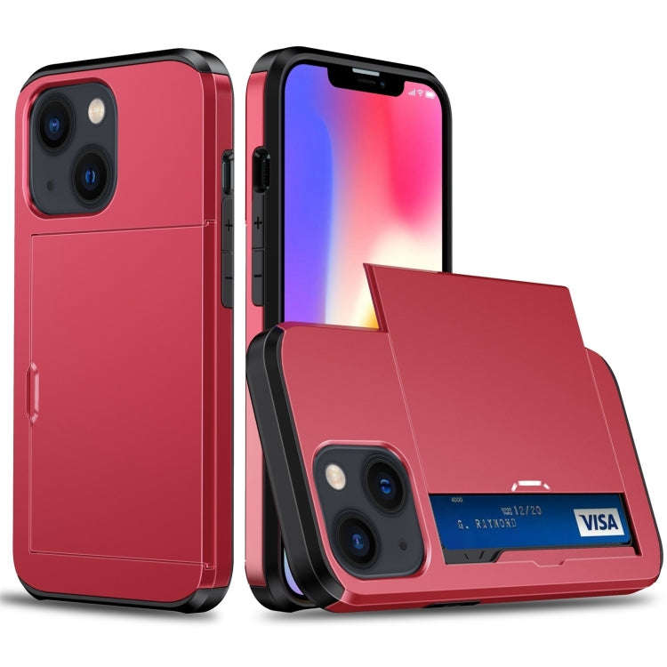 Shockproof Armor Protective Phone Case with Slide Card Slot, For iPhone 14, For iPhone 14 Plus, F...