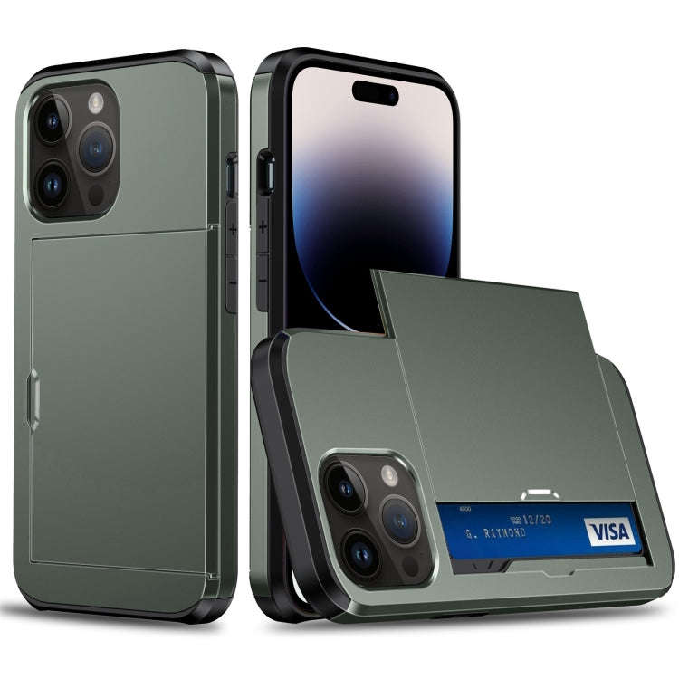 Shockproof Armor Protective Phone Case with Slide Card Slot, For iPhone 14, For iPhone 14 Plus, F...
